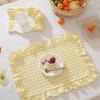 Ruffle Heat-Insulated Mat Stripe Grid Table Mat Washable Coaster  Breakfast