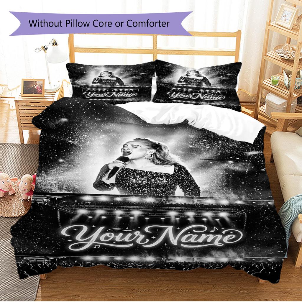 Name Custom Adele Pattern Bedding Set Quilt Cover Pillowcase Home Decor Gift (1 * duvet cover + 2 * pillowcase, without core)