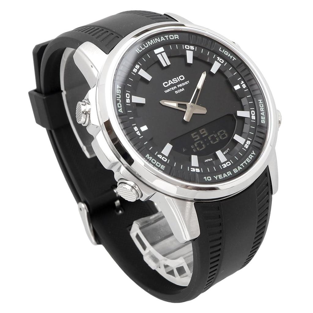 Casio Мужские часы AMW-880-1AV World Time аналогово-цифровые кварцевые, черные, международная модель [параллельный импорт]