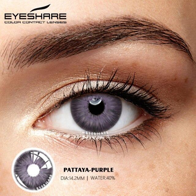 Контактные линзы для женщин, контактные линзы для макияжа Pataya для глаз, синие, коричневые, фиолетовые цветные линзы, 2 шт., годовые цветные линзы для глаз