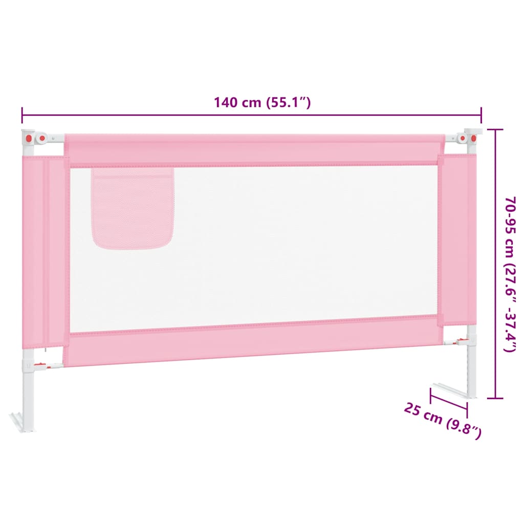 Toddler Bed Safety Rail Pink 140 x 25 cm Fabric