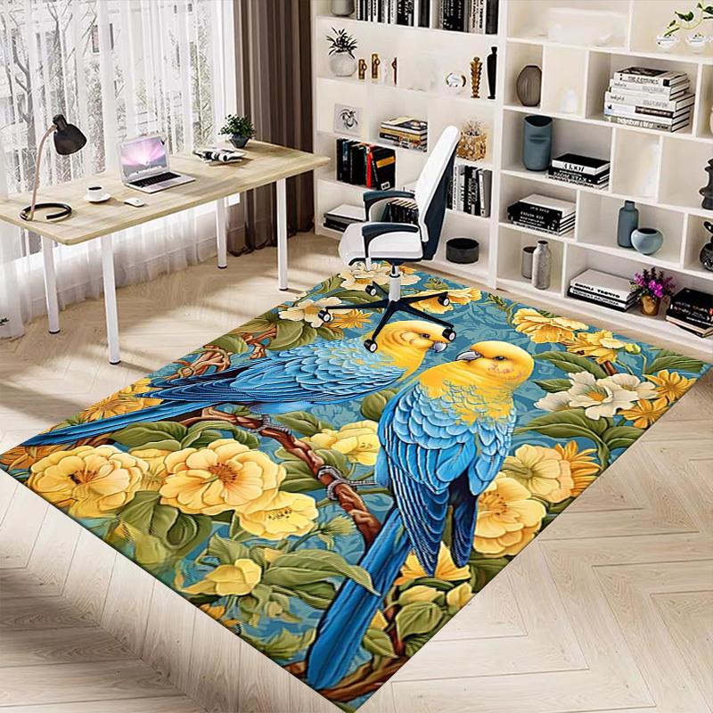 1PC Parrots Flowers Non-Slip Floor Carpet Compatible for Office&Living Room&Bedroom&Dining room - Flat- Soft & Pattern, Vibrant Colors-W300