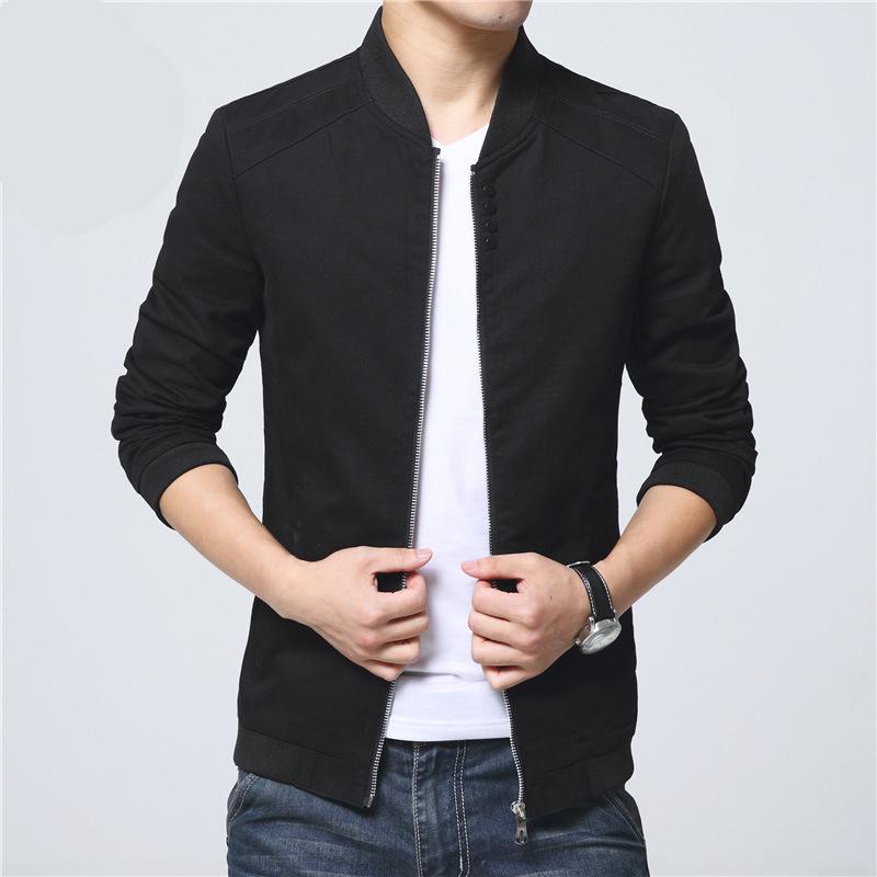 Весенне-осенняя мужская куртка, тонкая повседневная мужская хлопковая куртка, мужская повседневная тонкая с воротником-стойкой, молодежная