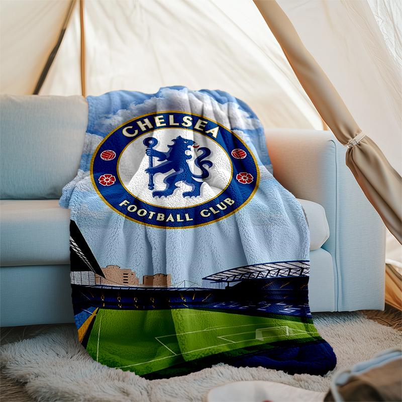 Chelsea FC logo printed throw blanket—soft,warm;versatile blanket for all seasons—perfect as &air-conditioning throw,nap blanket
