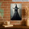 2D Flat, 1pc Gothic Witch Back View Aluminum Sign - Spooky Halloween Wall Decor, Spooky Fun Decor, Halloween Artwork Wall Decor, Modern Wall Art, for