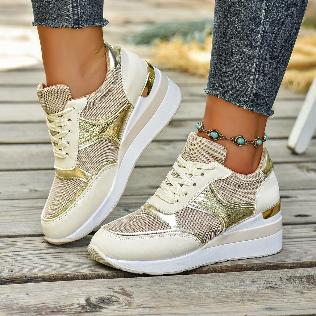 Fashion 2025 New Big Size Women Sneakers Breathable Lace-up Casual Sneakers Outdoor Lightweight Sneakers Women Walking Platform Shoes