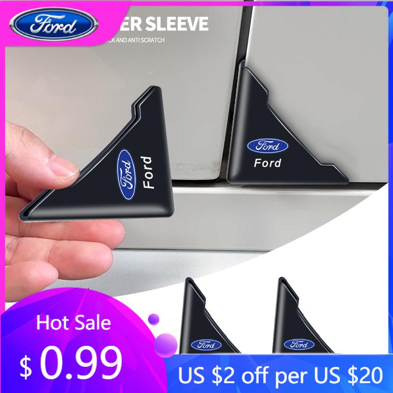 Car Sticker 2pcs Silicone Car Door Corner Cover Bumper Scratch Protector For Ford Fiesta C-Max Kuga Ranger Raptor KA Fusion ST T