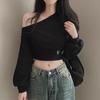 Harajuku Women Irregular Off Shoulder Hoodies Long Sleeve Sexy Crop Tops Y2k Streetwear Pullovers Sweatshirt 2024 Autumn Winter