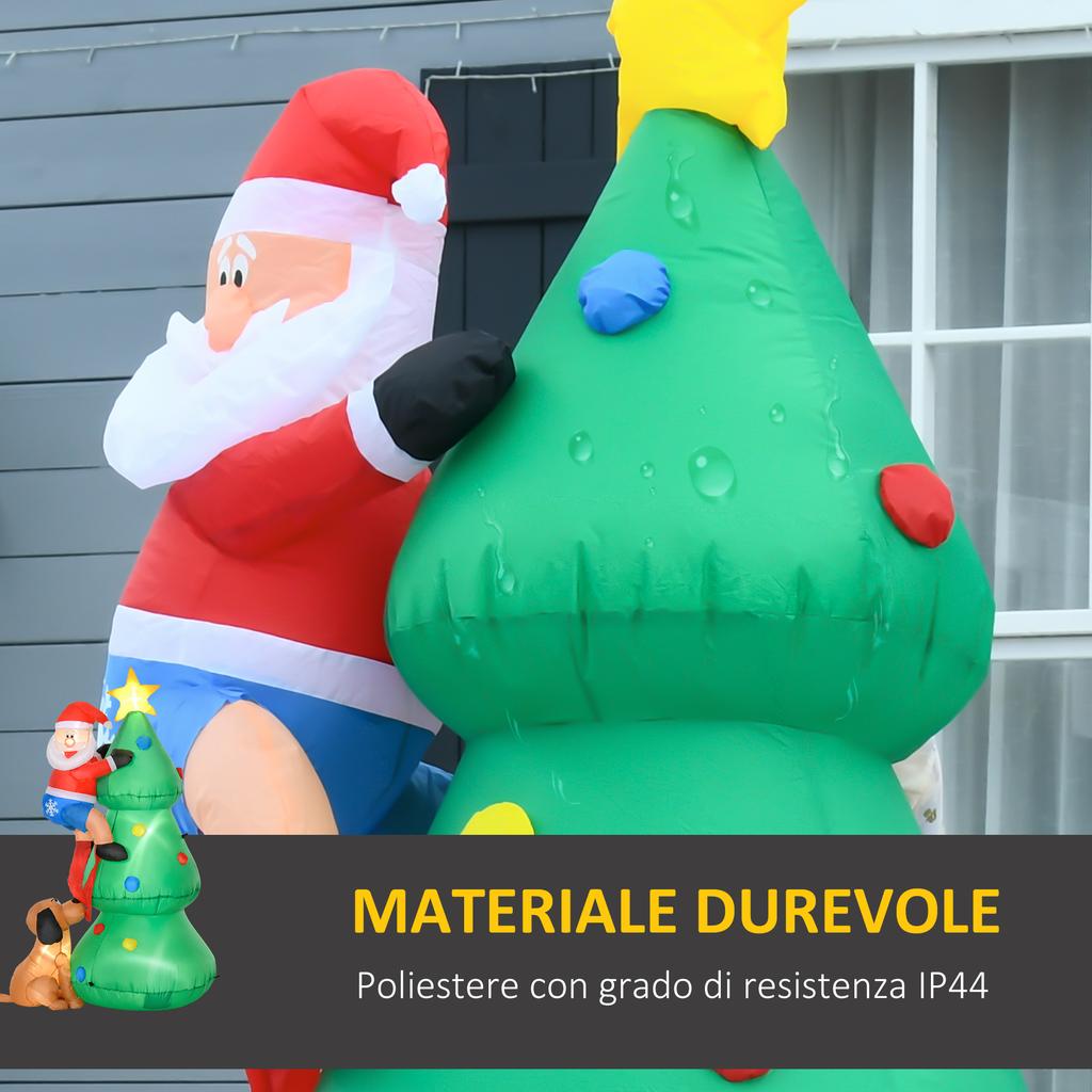 180cm Inflatable Christmas Tree with Santa Claus, Dog and LED Lights, Outdoor Christmas Decoration