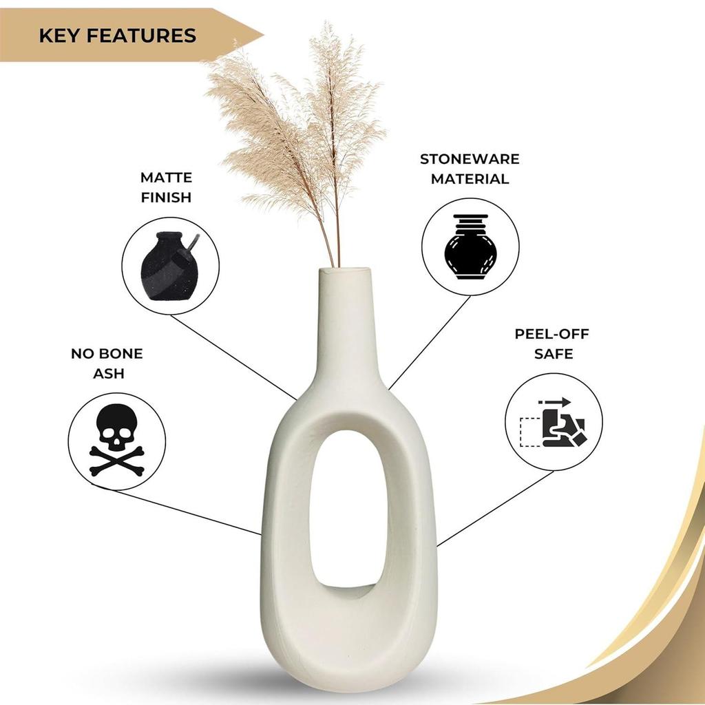 Керамическая «Белая полая ваза» 6 дюймов — набор из 1 шт. | Декоративная круглая ваза для сухоцветов и пампасной травы | Вазы для домашнего декора Последние