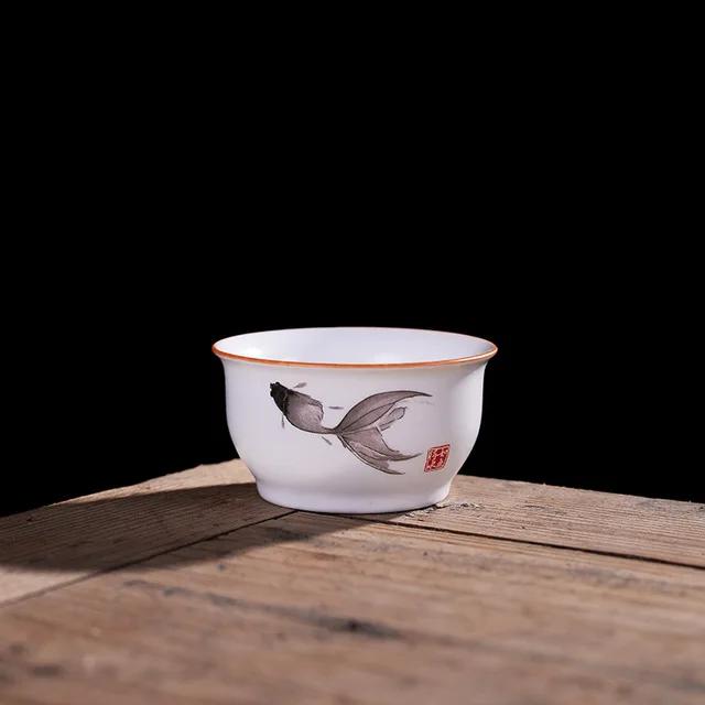 4 шт. высококачественная белая фарфоровая чайная чашка, белая чайная чашка из печи Дин, матовая глазурь, чайный сервиз Kung Fu, принадлежности для чайной церемонии, кружка