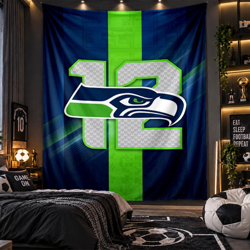 Wall Hanging Tapestry Seattle Seahawks Print Cloth for Living Room Bedroom Home Decor