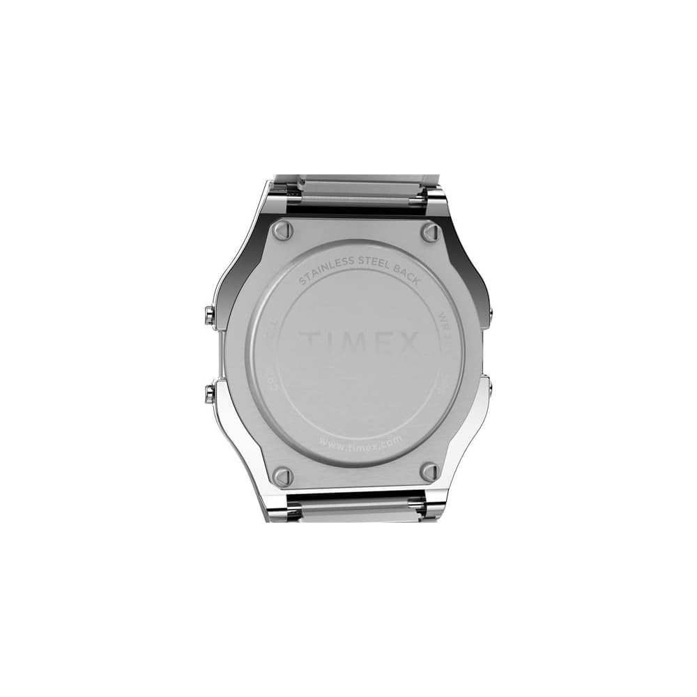 Мужские классические цифровые часы Timex Серебристые T78587 38 мм Водонепроницаемые Ретро стиль