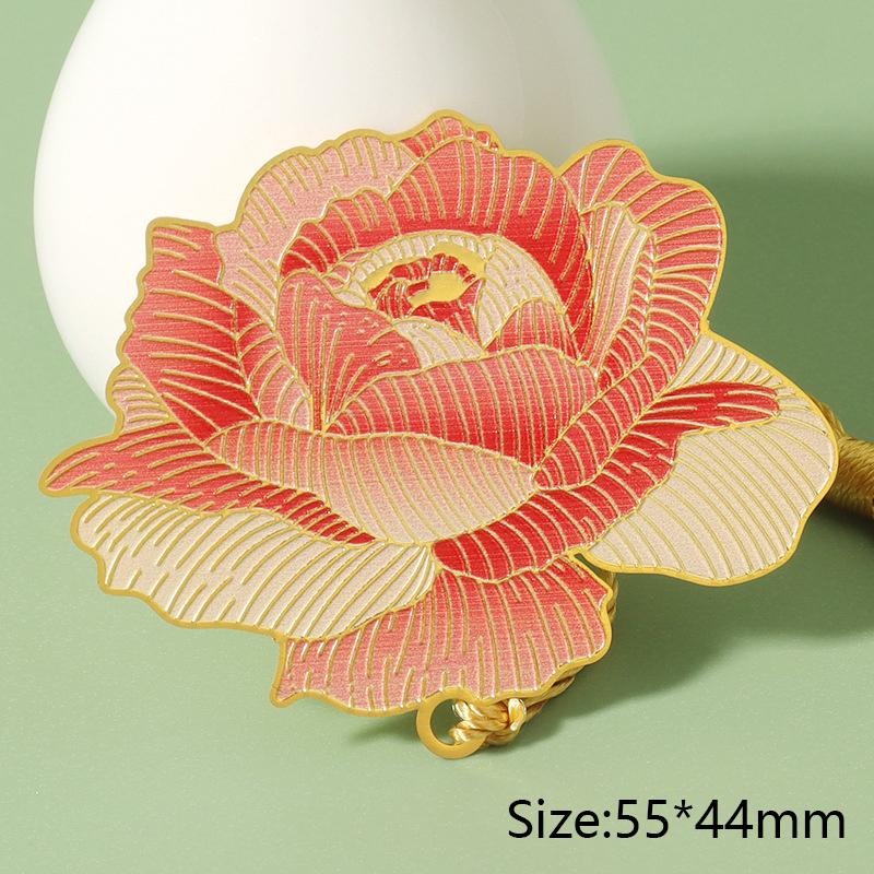 Винтажный китайский стиль, роза, листья, металлическая закладка, кисточка, зажим для книги, нумерация страниц, студенческий подарок, канцелярские принадлежности, школьные принадлежности