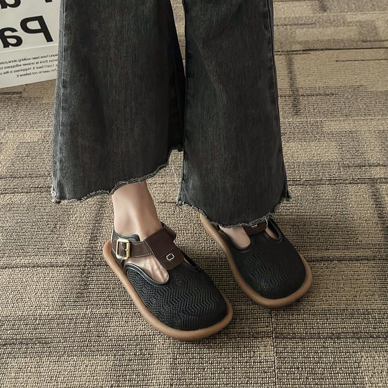 2024 Новый летний стиль, модные и универсальные, на мягкой подошве, удобные и дышащие, модные сетчатые сандалии с загнутым носком для женщин