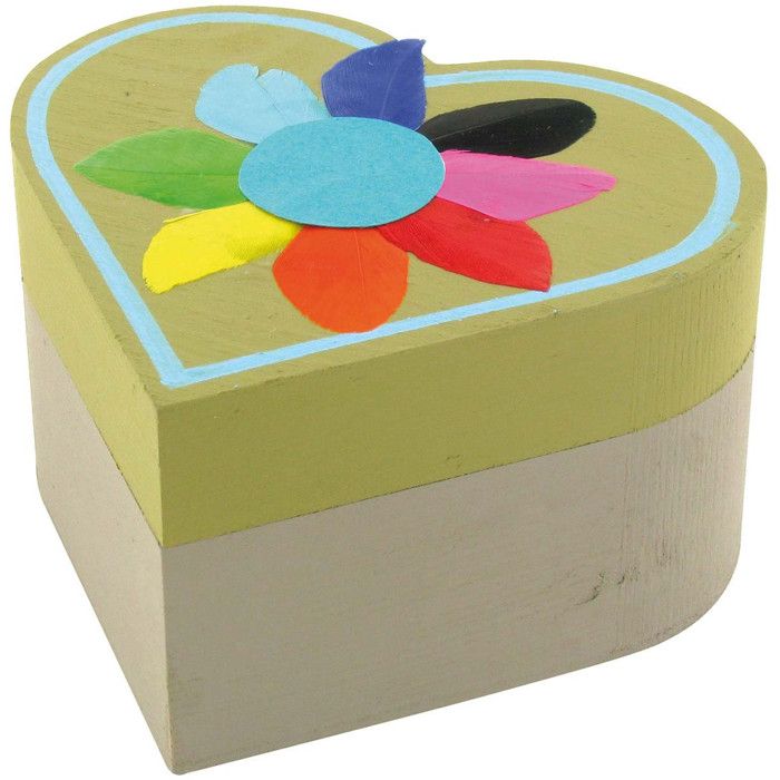 Boîte - MEGACREA DIY - Cœur - Bois brut - 13 x 13 x 5 cm - Intérieur