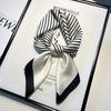 Striped Silk Square Scarf: Versatile Fashion Accessory for Spring & Autumn Small Decorative Necktie Thin Sun-Protective Scarf for Women
