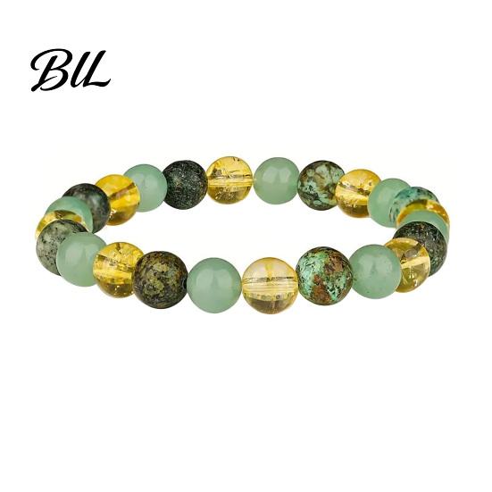Boho Style Fashion Ornament Handmade Natural Stone Stretch Bracelet, Adjustable Elastic Healing Faux Meaningful Gift for Women Crystal Spiritual