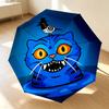 Blue Cat Crow 8 Ribs 3Fold Black Glue Uv Protection Umbrella Sun Protection Rainproof Compact Folding Umbrella For Travel Daily Use C923644