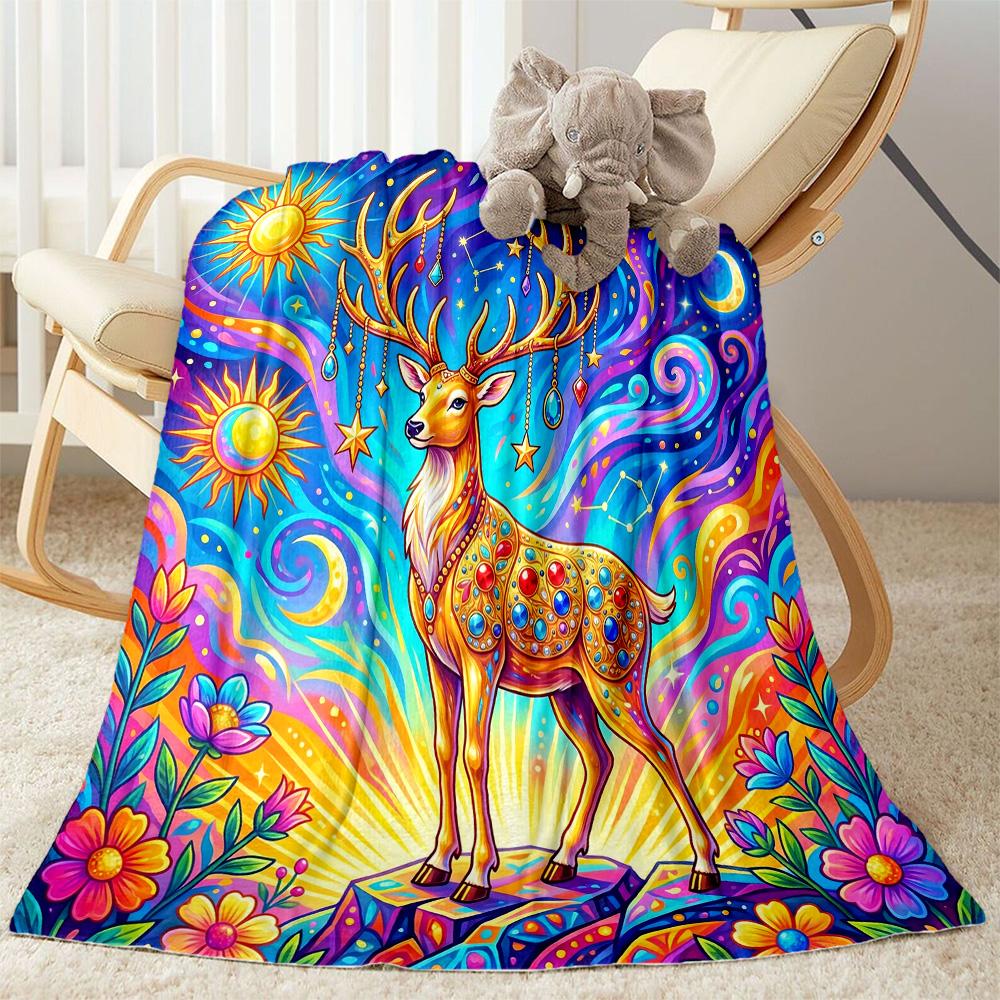 Magical Deer Fantasy Blanket,Suitable for sofas, offices, travel, living rooms, Gifts to relatives and friends, Blanket,Suitable for all seasons.