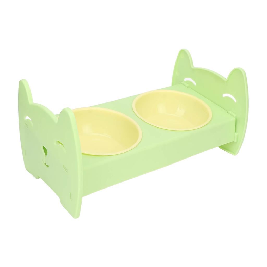 Dual Pet Food Bowl Food Grade Spill Proof Large Capacity Double Dog Cat Bowl for Small Medium Dogs Cats Green