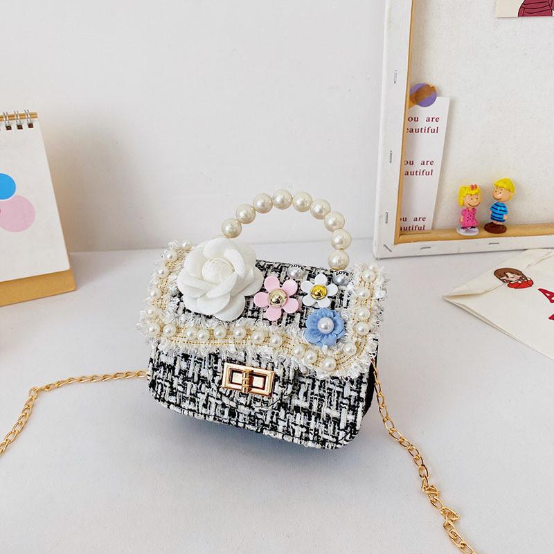 Сумочка Жемчужная Сумка Через Плечо из Легкого ПУ Материала Цепочка для Детей