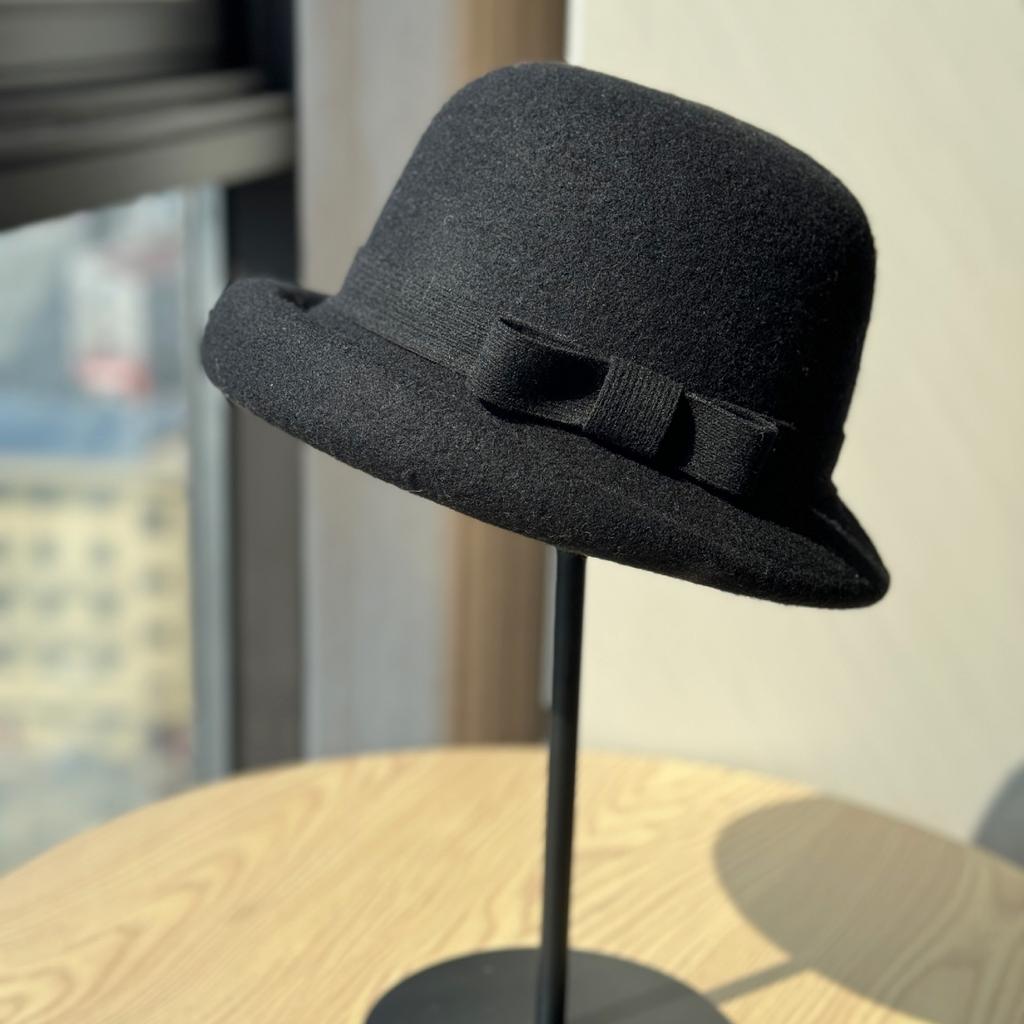 Французская высококачественная шляпа-мама из кудрявой шерсти для женщин, ретро-бант, шляпа рыбака, осенне-зимняя шляпа в богатом стиле