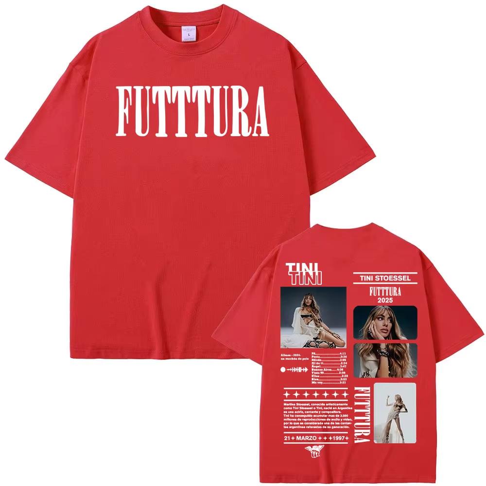 Футболка с графикой тура Tini Stoessel Futtura Мужская Женская Одежда Уличный Стиль Футболки Мужская Хлопковая Футболка с Коротким Рукавом