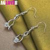925 Sterling Silver AAA Zircon Drop Earrings Jewelry
