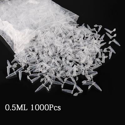 1000 шт. 0,5 мл штук прозрачных мини-пластиковых пробирок для центрифугирования пробирок, контейнеров для научных лабораторных испытаний, принадлежностей