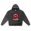 DTG Print Knitted Denim Zip-Up Hoodie No Speed Limits Brother Print Zipper Hoodies