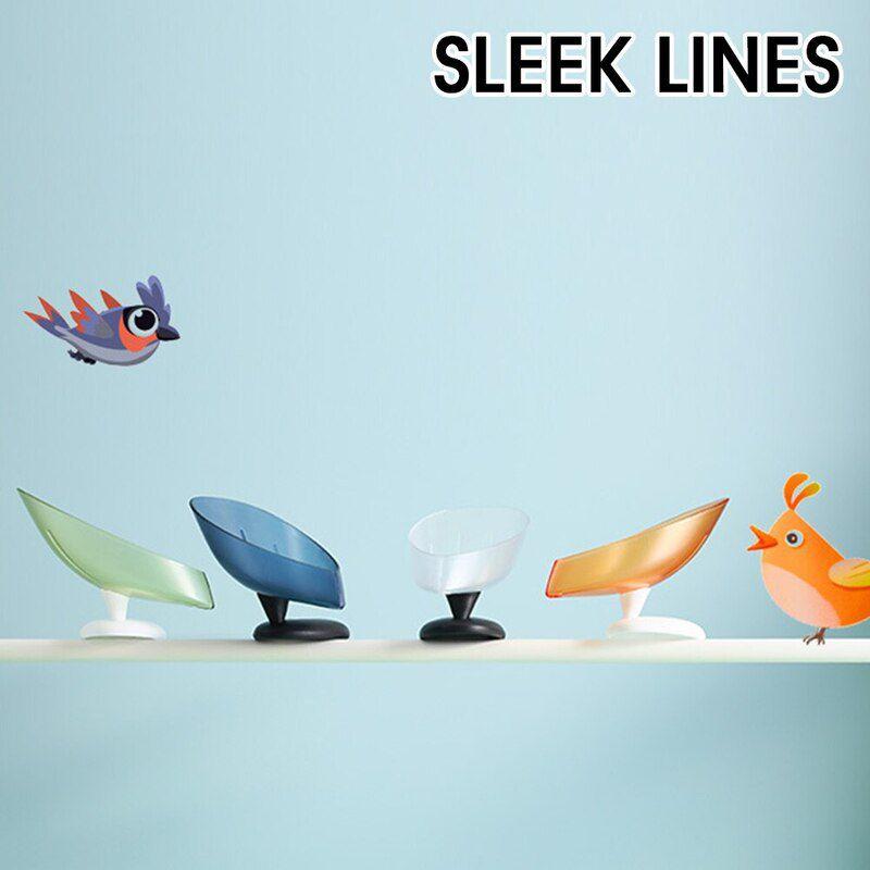 Мыльница в форме листа с дренажным поддоном и впечатляющим дизайном на присосках для ванных комнат