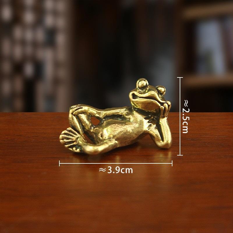 Retro Brass Mini Frog Miniatures Figurines Vintage Animal Figurine Toad Desktop Ornaments Home Decoration Crafts Tea Pet Decor