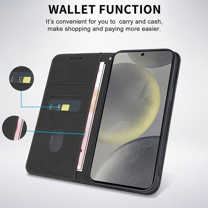 Coque de Protection - BOOLING - pour Samsung Galaxy A17 4G/5G - Effet Cuir Mosaïque Noir - 2 Vitres