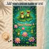 Frog Theme Soft Beach Towel Personalized Custom Name Text Towel Portable for Beach Pool Travel