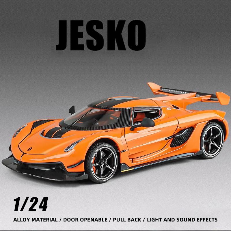 1:24 Jesko Сплав Спортивный автомобиль Модель Литье под давлением Металл Гоночный автомобиль Модель Высокая Симуляция Звук Свет Оттянуть Мальчик Игрушка Подарок на День Рождения Co