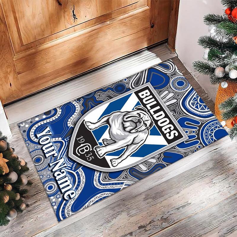 Canterbury-Bankstown Bulldogs Crystal Velvet Rug, Custom Name Text Personalized Non‑Slip Floor Mat for Home Decor Gift