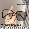 Модные фотохромные очки для близоруких оверсайз для женщин и мужчин, большая оправа, защита от синего света, изменение цвета, серые очки для ближнего зрения