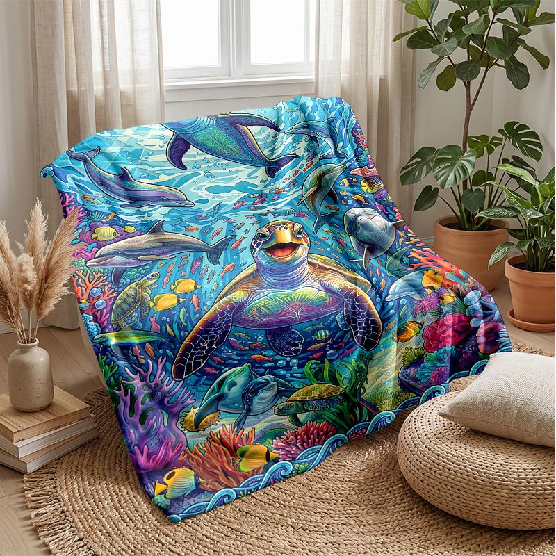 Ocean Life Adventure 5 Theme blanket Lightweight Warm Flannel Blanket Decorative Throw Blanket for Home Decoration