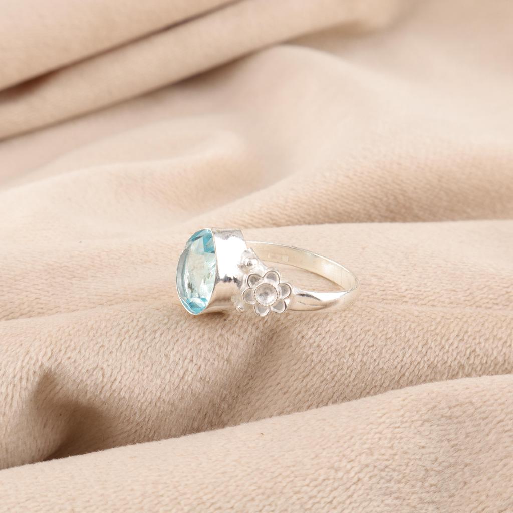 Ювелирные изделия из голубого топаза, кольцо из стерлингового серебра 925 пробы, великолепное серебряное кольцо ручной работы, изящные украшения с драгоценными камнями топаза для свадебного подарка