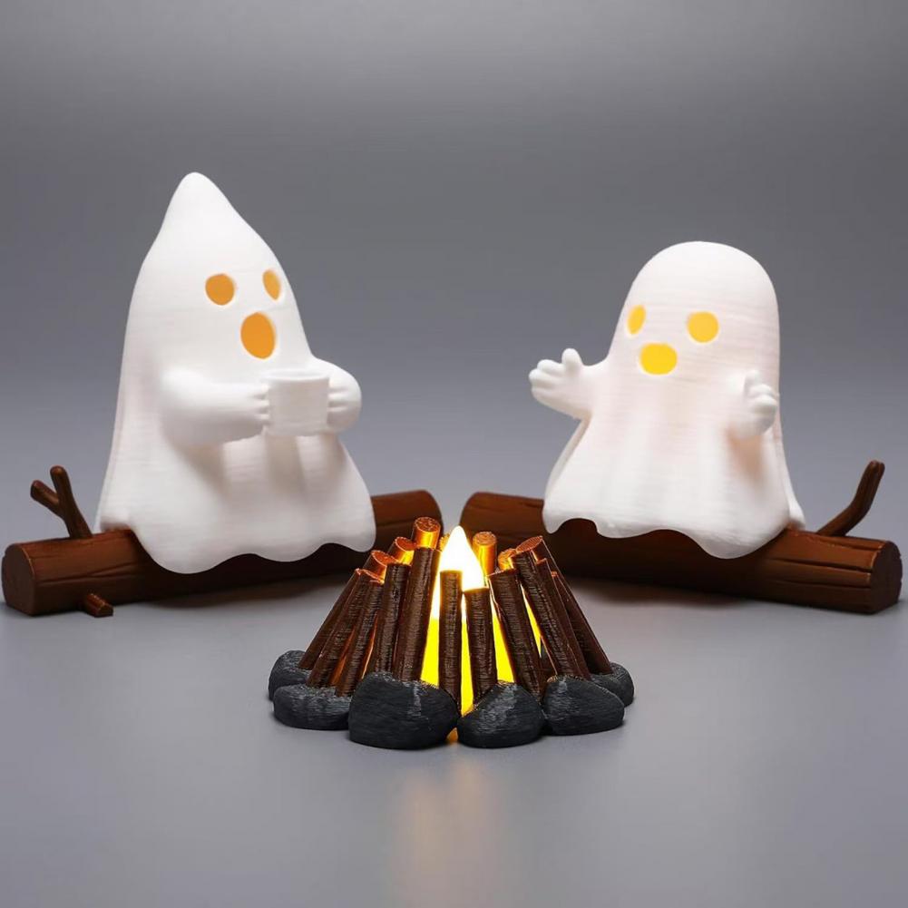Halloween Ornament 3d Printed Decoration Spooky Ghost Campfire Nightlight Halloween Decoration for Home 3d Printed Statue