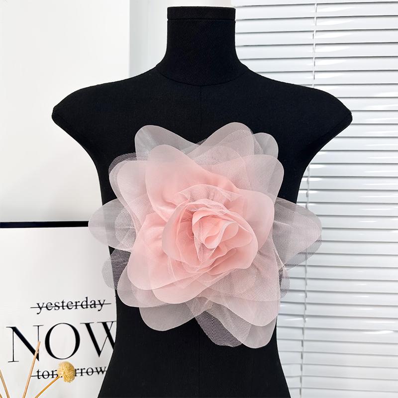 Тканевая нашивка ручной работы, искусственный цветок, органза, модные аксессуары, нашивка, аппликация, стереоскопическая, 6 цветов