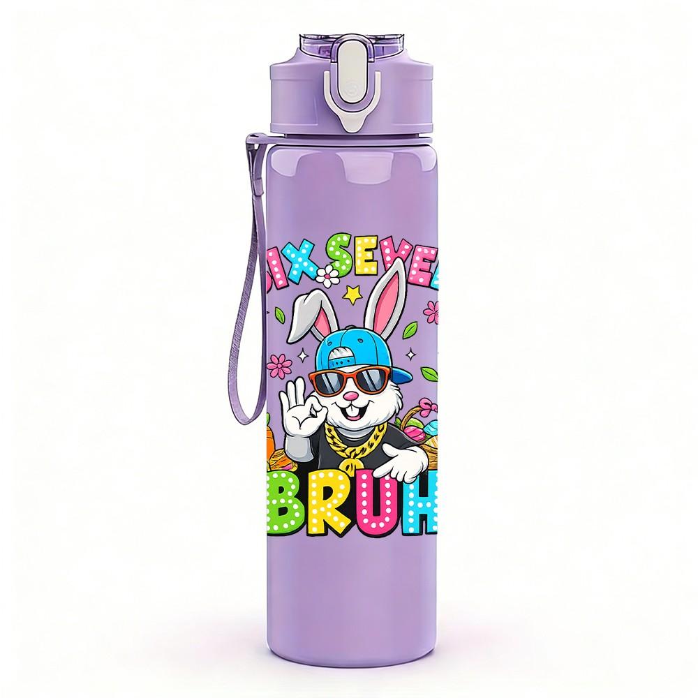 1PC Birthday Bro Cartoon Character Print 750ml Color Plastic Sports Water Bottle Leakproof Flip Straw Lid Suitable for Sports Office Home Use