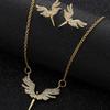 Angel Wings Zircon Bridal Jewelry Set: Necklace & Earrings