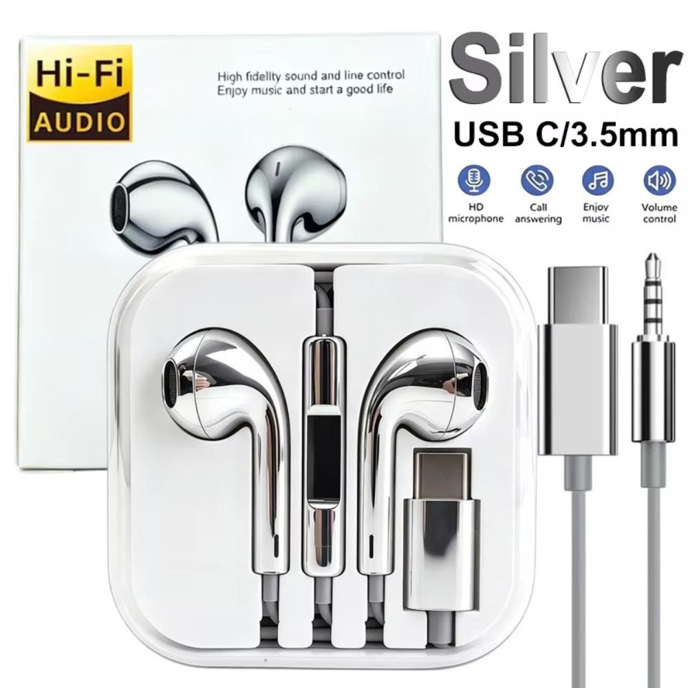 Metallic Finish Wired Earphones In-Line Remote Bass Earbuds Music Listening