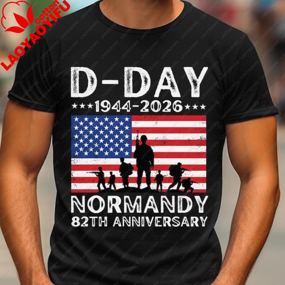 DDay Shirt 82th Anniversary Normandy 19442026 TShirt D Day 06 Jun 1944 Memorial Clothing Men Crewneck Cotton Short Sleeve