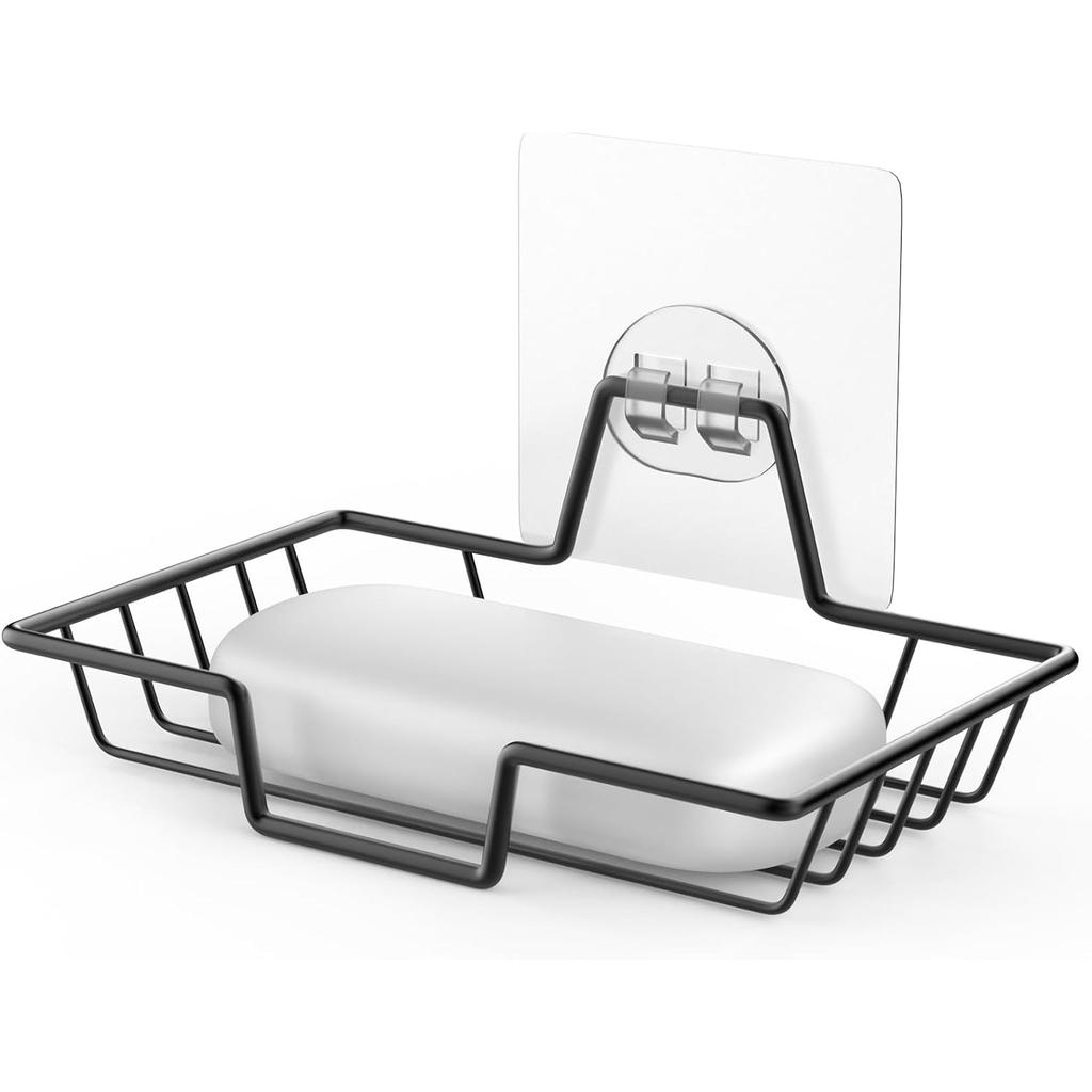 Soap Dish Holder, 304 Rustproof Stainless Steel Soap Holder, Wall Mounted Soap Dish for Kitchen Sponge Holder, Bathroom, Black