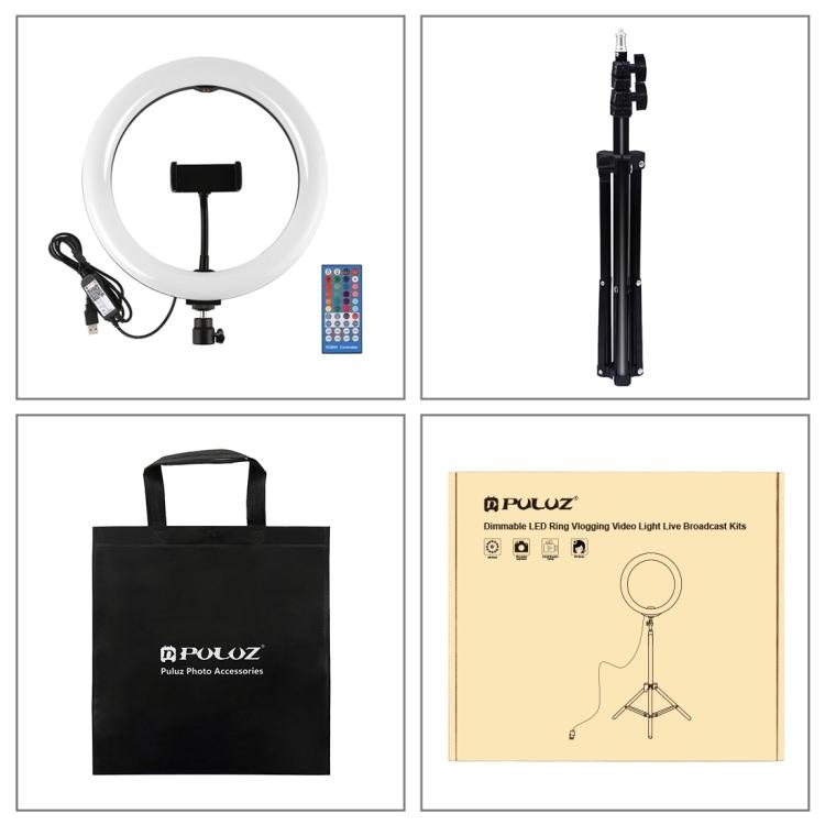 Крепление для штатива длиной 1,1 м + кольцевой светодиодный светильник RGBW размером 10,2 дюйма и диаметром 26 см