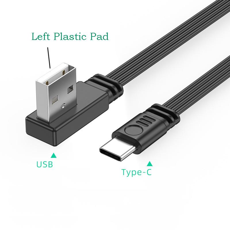 USB2.0 на Type C Разветвитель Дата-кабеля Угол вверх вниз влево вправо Провод Плоский Шнур USB C Передача Данных 2А Питание Синхронизация Удлинитель