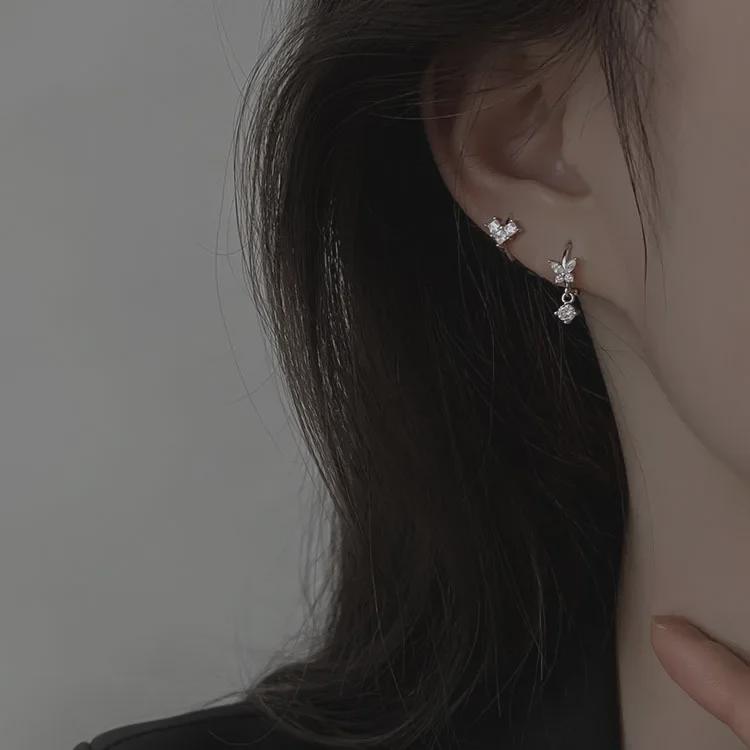 Серьги-иглы из серебра 925 пробы в корейском стиле с гонконгским шармом — модная застежка и дизайн ушных косточек